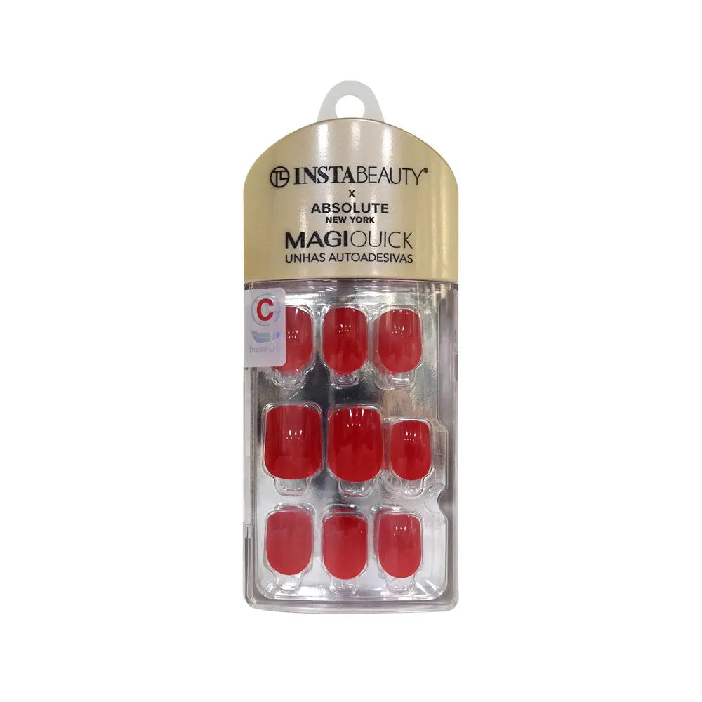 UNHAS AUTOADESIVAS CURTA CANDY RED - ABSOLUTE NEW YORK X INSTABEAUTY