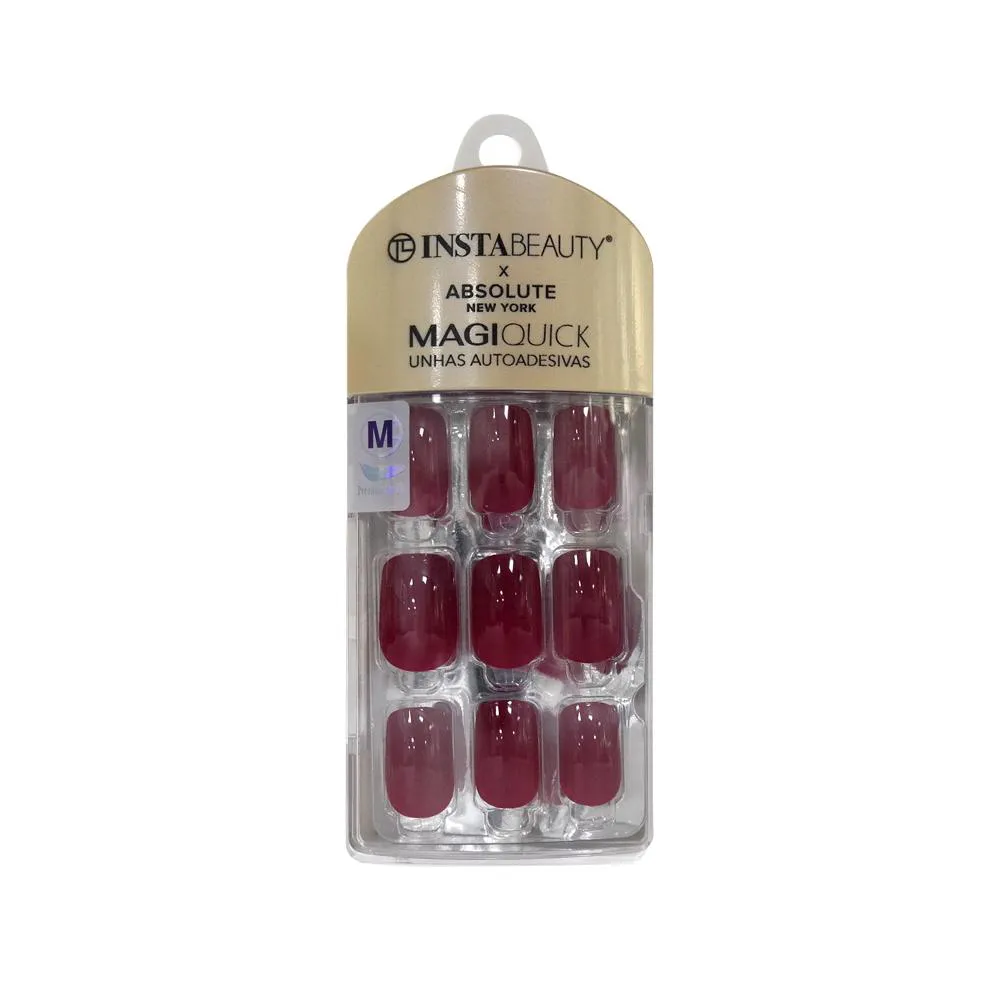 UNHAS AUTOADESIVAS MéDIA BURGUNDY RED- ABSOLUTE NEW YORK X INSTABEAUTY