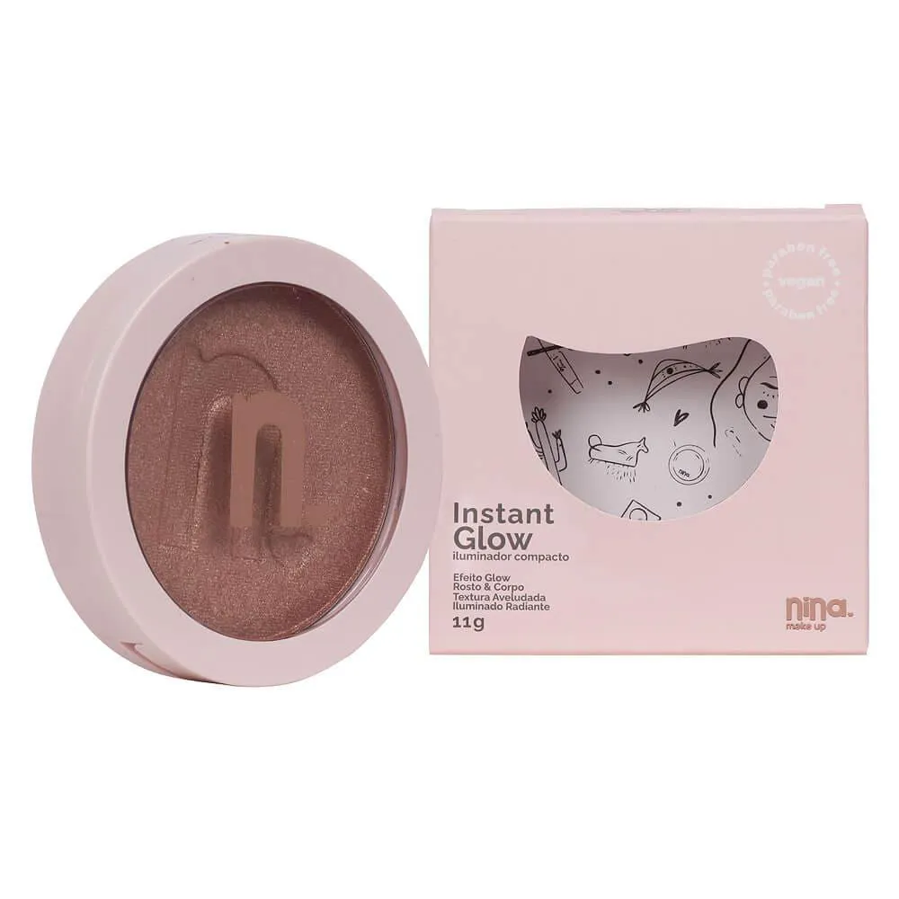 ILUMINADOR COMPACTO INSTANT GLOW - NINA MAKEUP 01 Gold