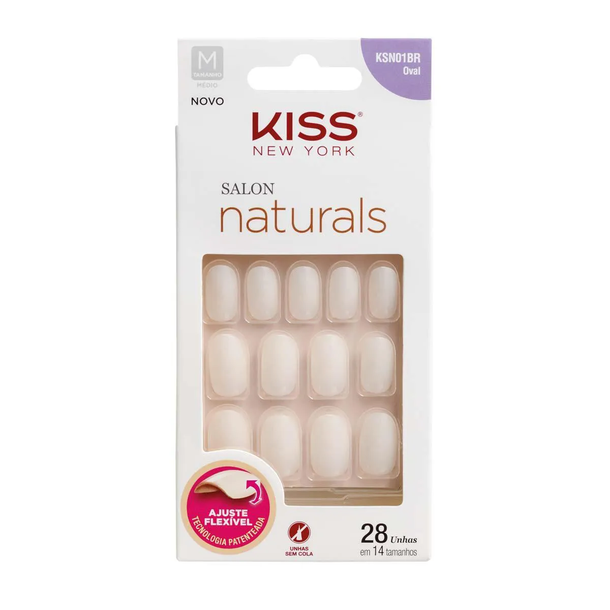 UNHAS POSTIçAS KISS NEW YORK SALON NATURAL MEDIO OVAL