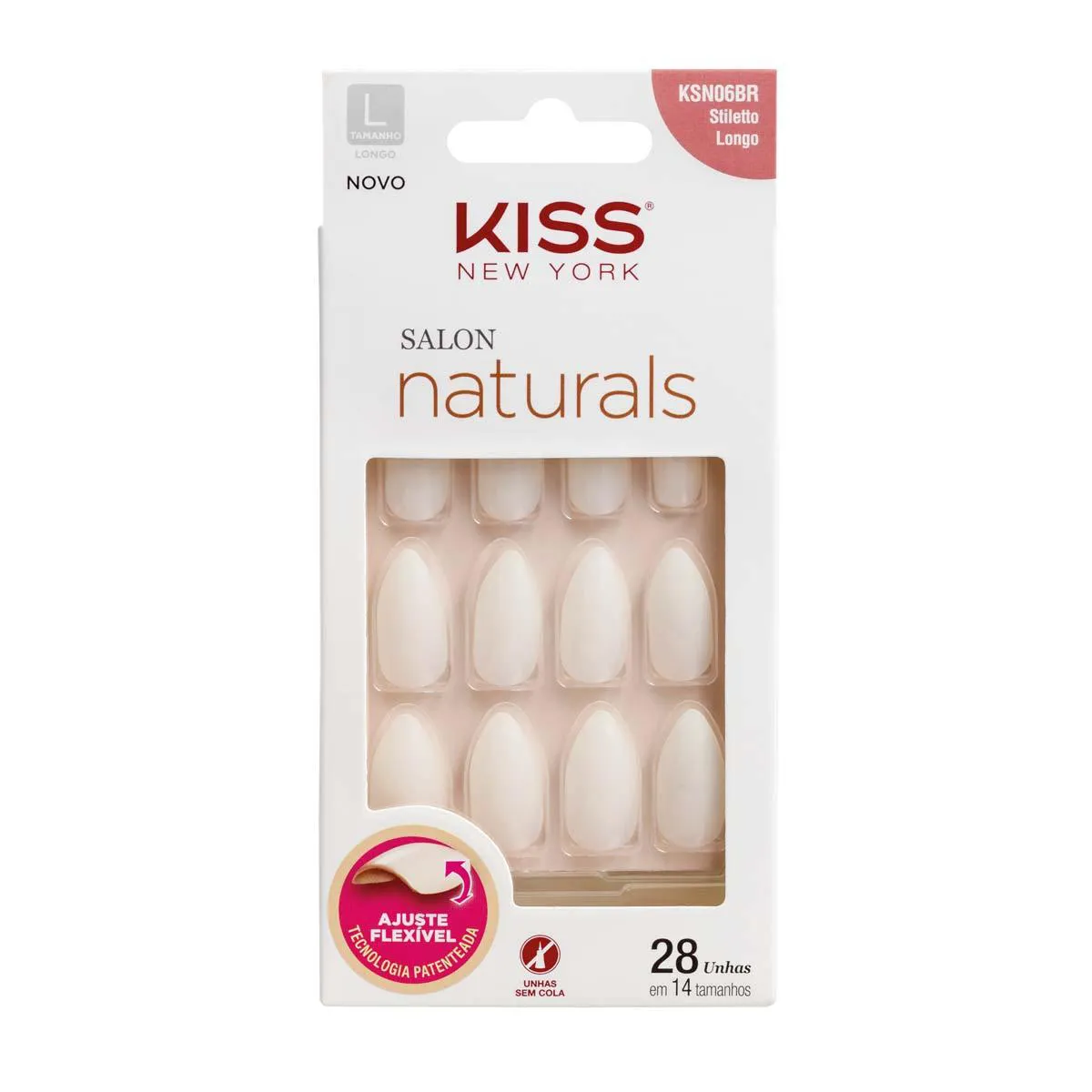 UNHAS POSTIçAS KISS NEW YORK SALON NATURAL LONGO ESTILETO