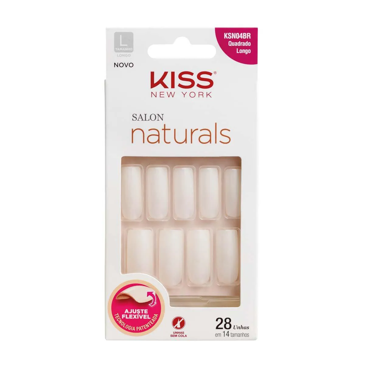 UNHAS POSTIçAS KISS NEW YORK SALON NATURAL LONGO QUADRADO