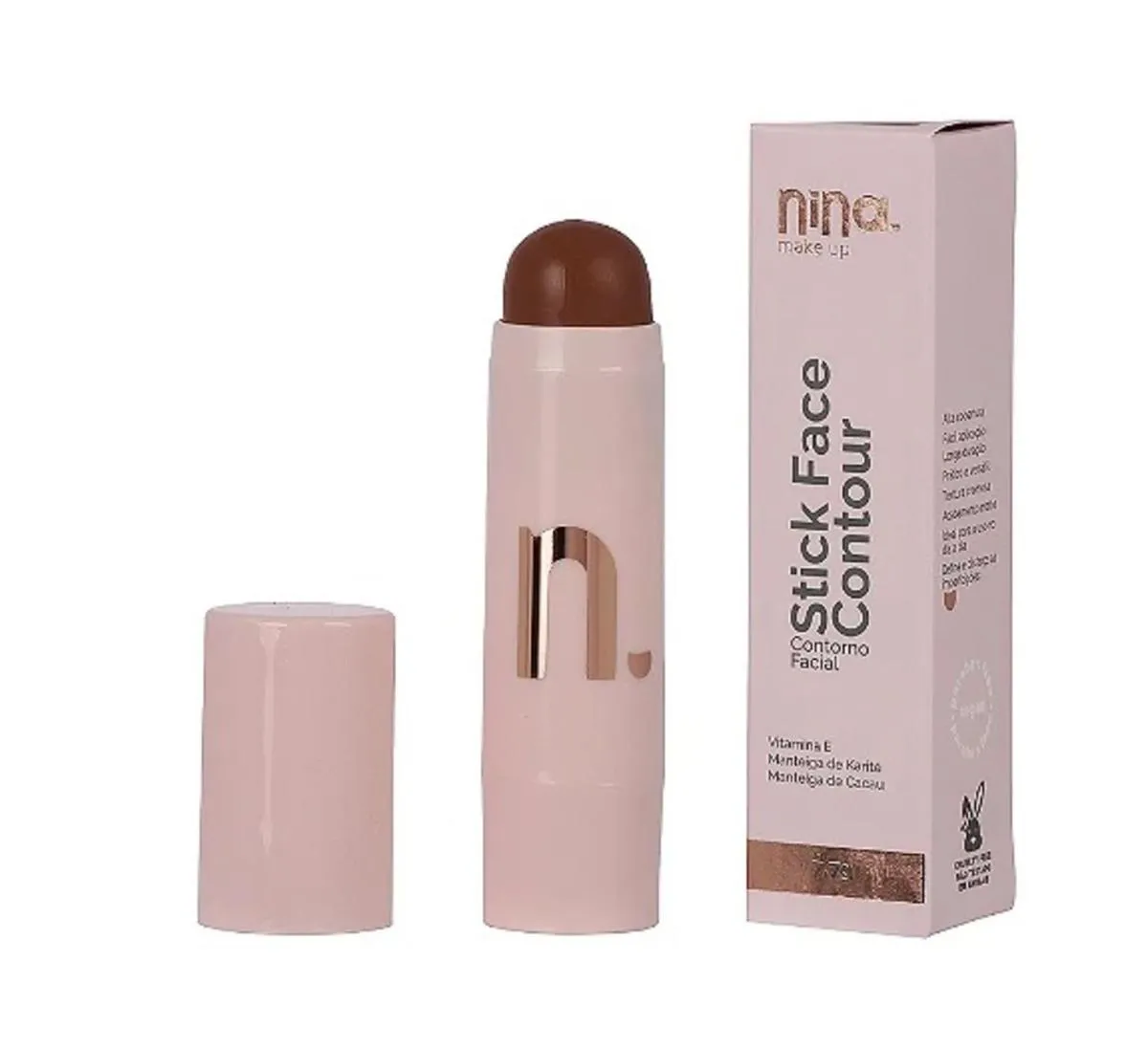 CONTORNO EM BASTãO STICK FACE CONTOUR - NINA MAKEUP Light 1