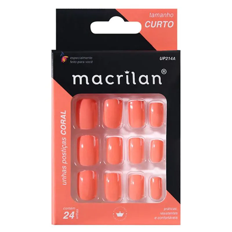 UNHAS POSTIçAS CURTA CORAL UP214A - MACRILAN