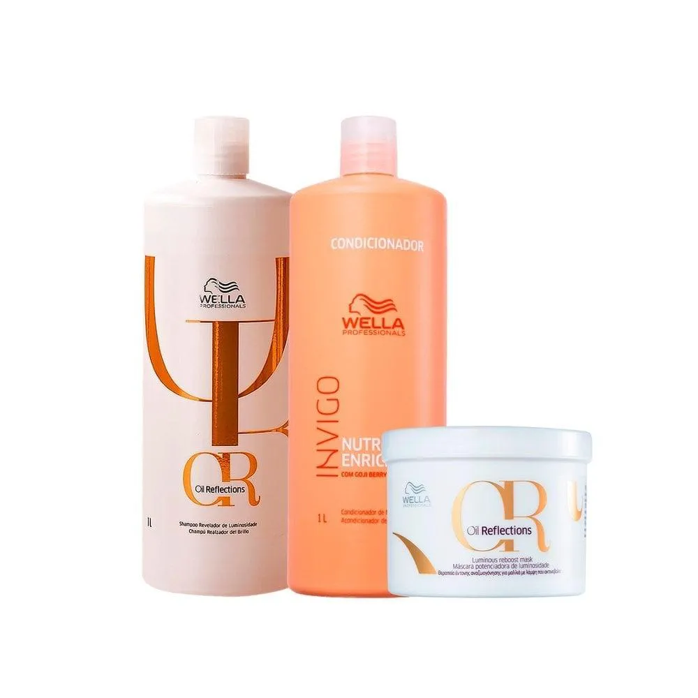 KIT WELLA OIL REFLECTIONS + NUTRI ENRICH - CONDICIONADOR 1000ML + MáSCARA 500ML + SHAMPOO 1000ML