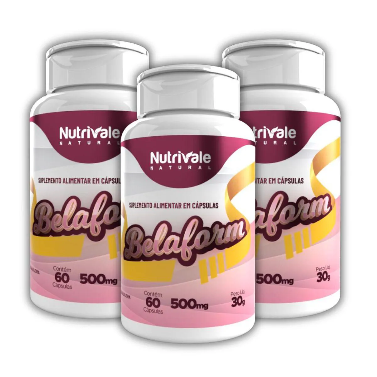 KIT 3X BELAFORM CAFEíNA, L-CARNITINA E CROMO 60 CáPSULAS SEM Sabor