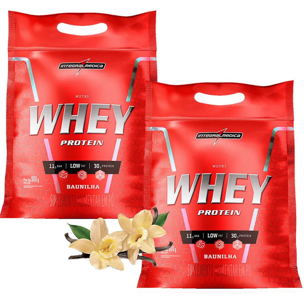 Kit 2x Nutri Whey Protein 900g Integralmédica Sabor Baunilha