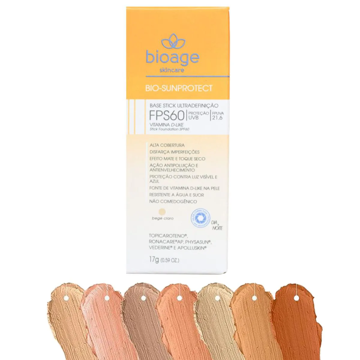 BIOAGE FILTRO SOLAR FPS 60 BASE STICK BASTãO CORES 17G Bege