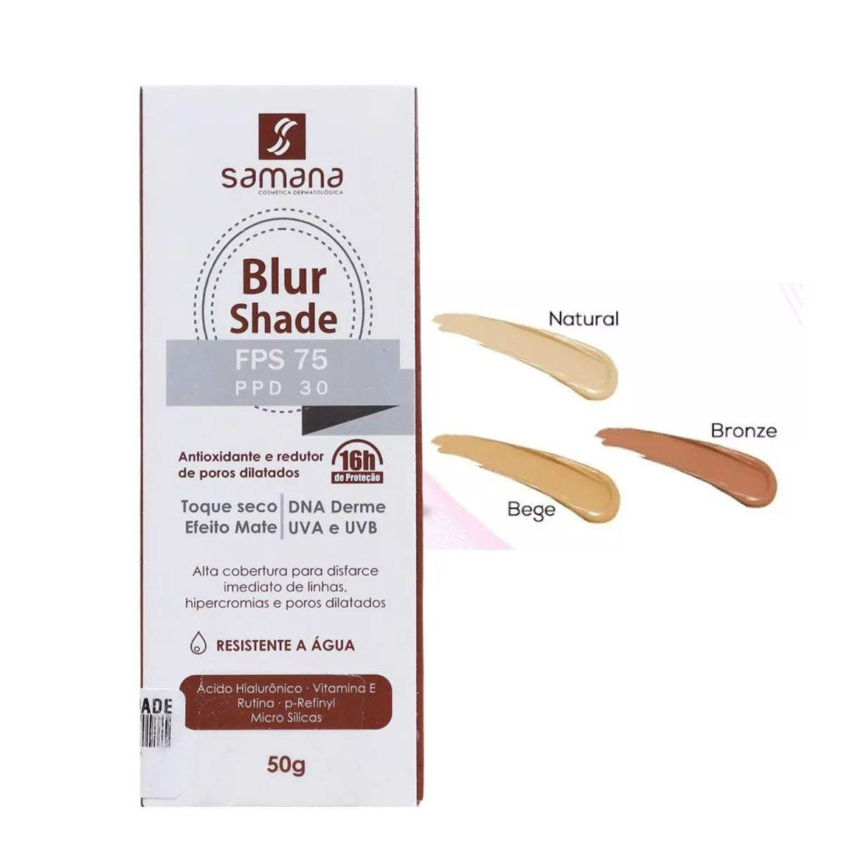 SAMANA PROTETOR SOLAR BLUR SHADE 16H PROTEçAO FPS 75 - 50G Bege