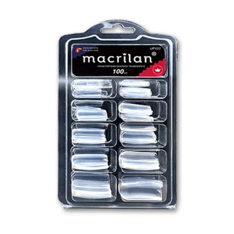 UNHAS POSTIçAS TIPS QUADRADA TRANSPARENTE UP103 MACRILAN