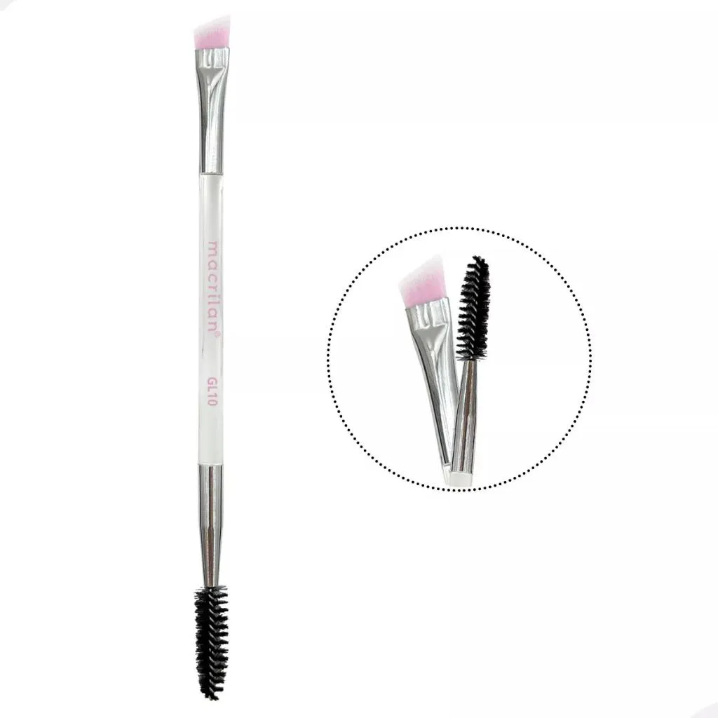 PINCEL PARA SOBRANCELHAS GL10 PROFISSIONAL DUPLO ESCOVA E CHANFRADO MACRILAN