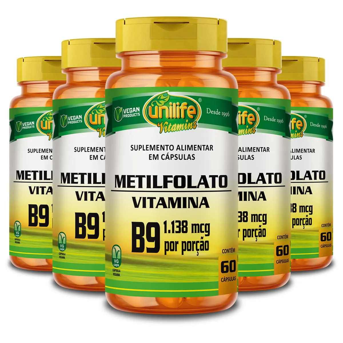 KIT 5 METILFOLATO UNILIFE 60 CáPSULAS 350MG