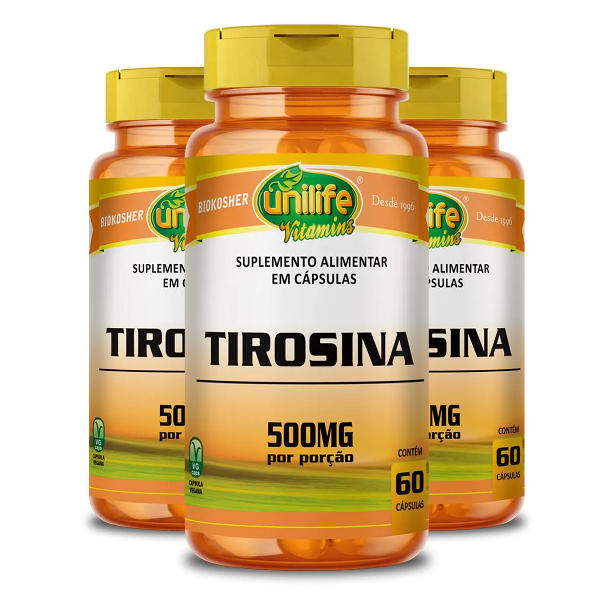 KIT 3 TIROSINA UNILIFE 60 CáPSULAS 470MG