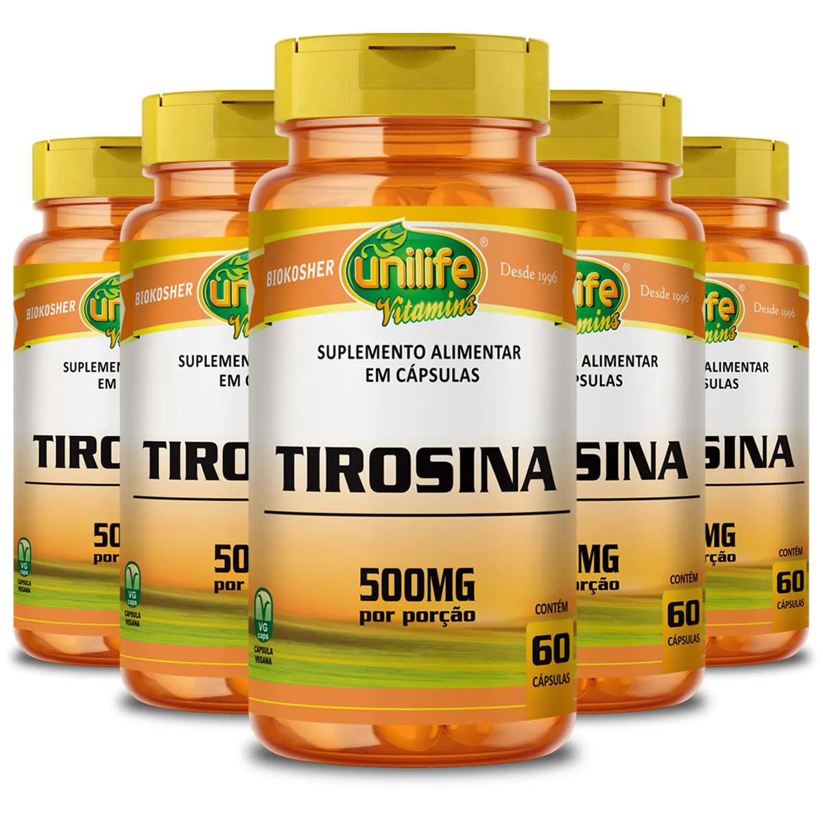 KIT 5 TIROSINA UNILIFE 60 CáPSULAS 470MG