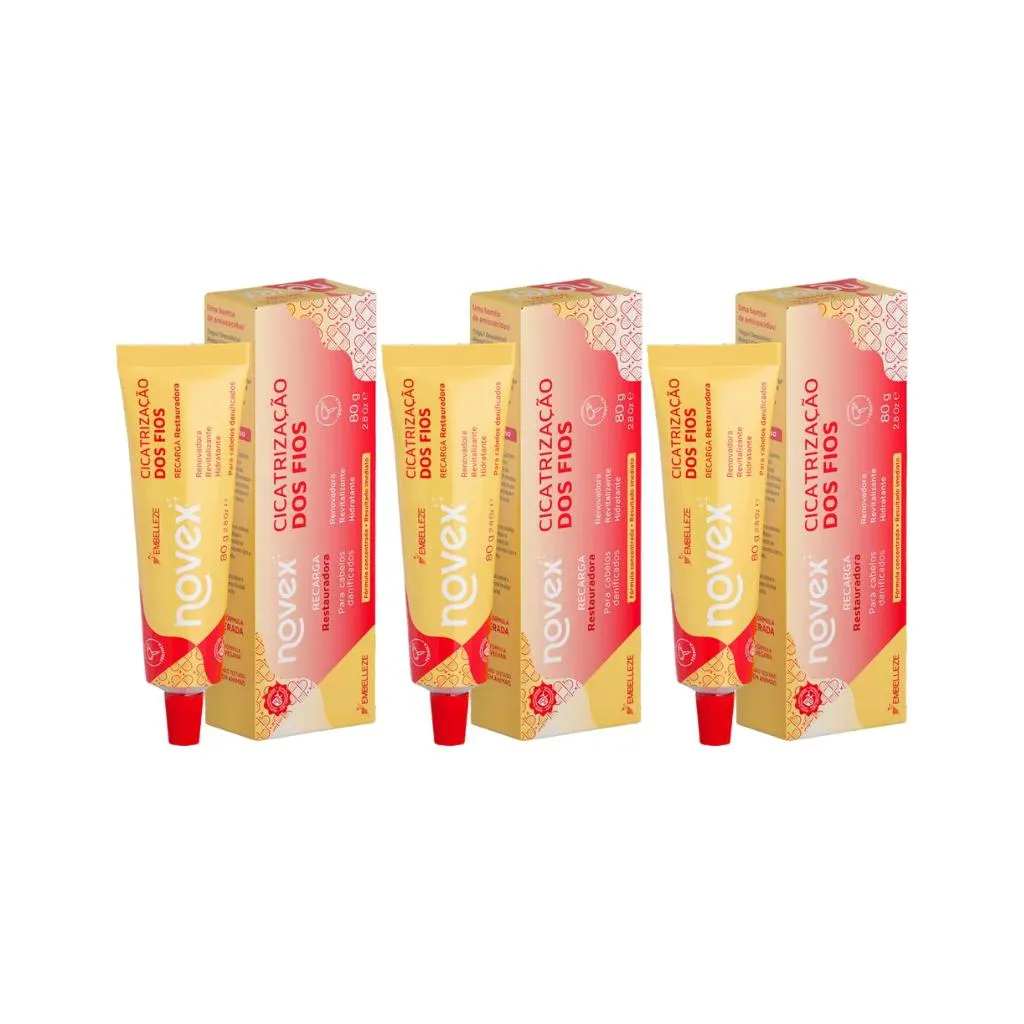 RECARGA NOVEX 80G AMINOACIDOS CICATRIZACAO FIOS - KIT C/ 3UN