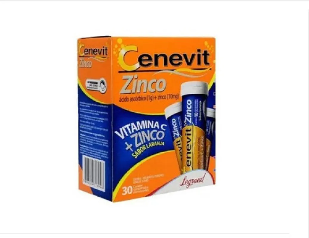 CENEVIT ZINCO 1G + 10MG LARANJA 30 COMPRIMIDOS EFERVESCENTES