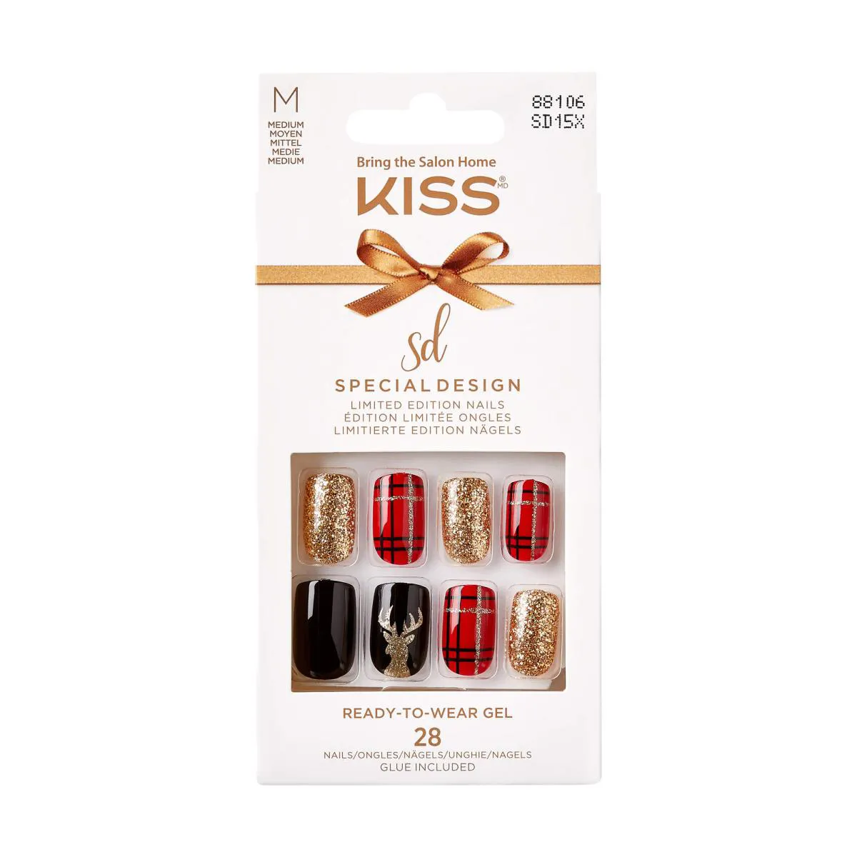 UNHAS POSTIçAS DECORADAS NATALINAS MéDIA ANGELS - KISS NEW YORK