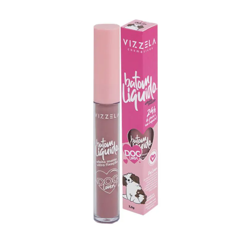 BATOM LíQUIDO MATTE DOG LOVERS - COR 02 SHIH TZU - VIZZELA
