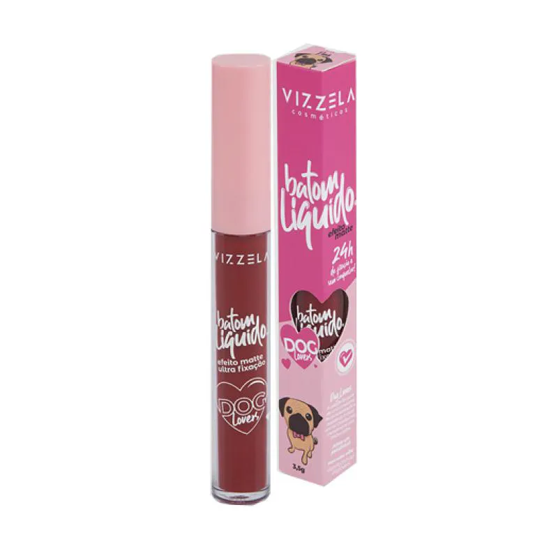BATOM LíQUIDO MATTE DOG LOVERS - COR 10 PUG - VIZZELA