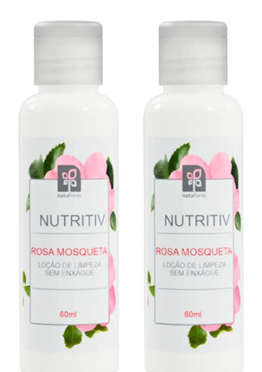 LOÇÃO DE LIMPEZA FACIAL ROSA MOSQUETA NUTRITIV 60ML NATUFLORES KIT 2UND