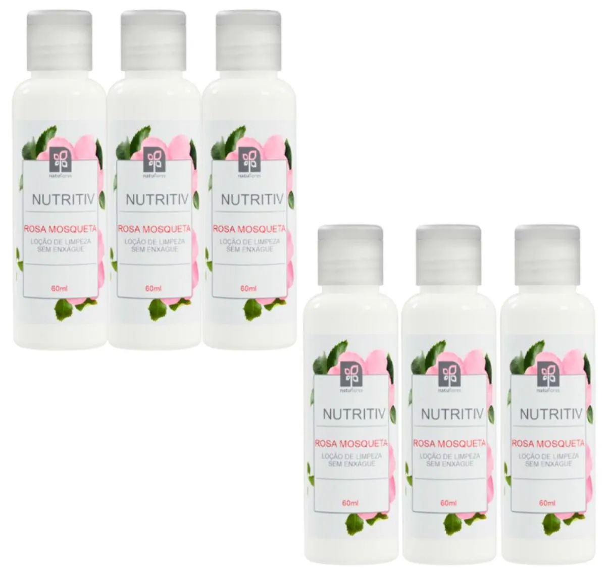 LOÇÃO DE LIMPEZA FACIAL ROSA MOSQUETA NUTRITIV 60ML NATUFLORES KIT 6UND