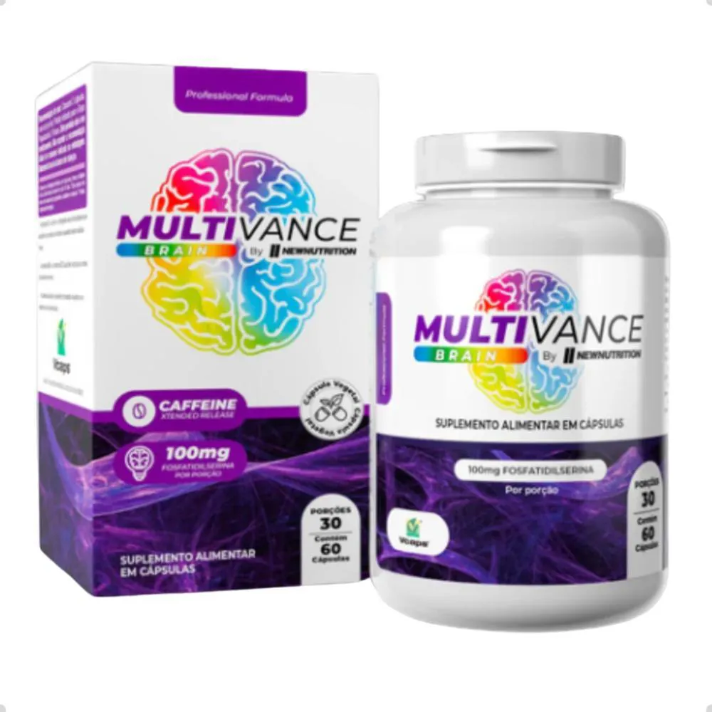MULTIVANCE BRAIN CAFFEINE 100MG 60 CAPSULAS NEW NUTRITION Natural