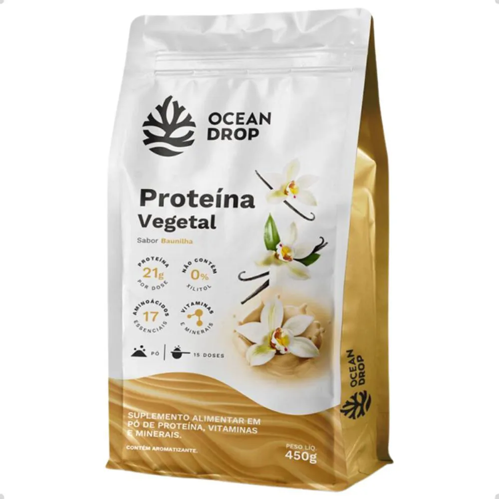 PROTEINA VEGANA PLANT VEGETAL 450G OCEAN DROP Baunilha