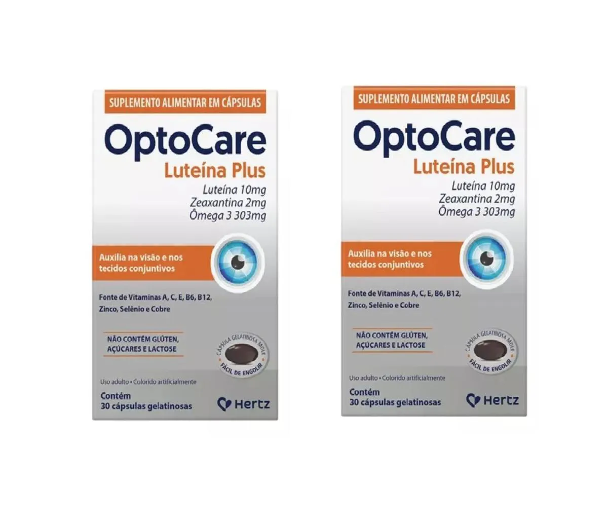 KIT 2 SUPLEMENTO OPTOCARE LUTEíNA PLUS VISãO ÔMEGA 3 30CPS