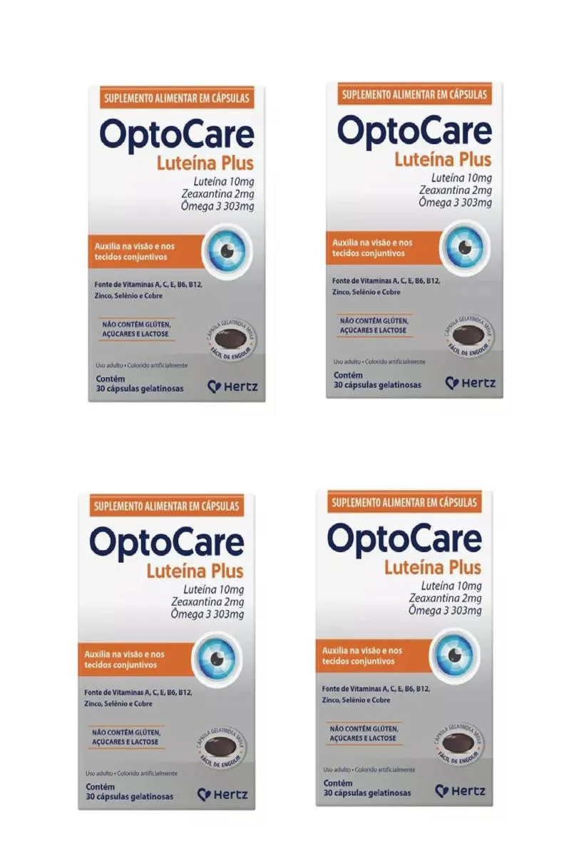KIT 4 SUPLEMENTO OPTOCARE LUTEíNA PLUS VISãO ÔMEGA 3 30CPS