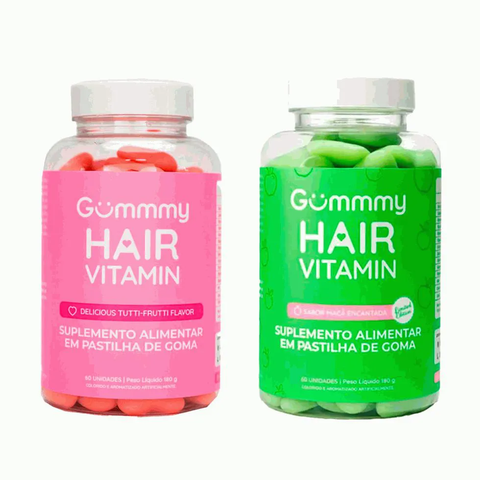 PROMOPACKS GUMMMY HAIR TUTTI FRUTTI (60 GOMAS) + MAçã VERDE (60 GOMAS) - PADRãO: ÚNICO