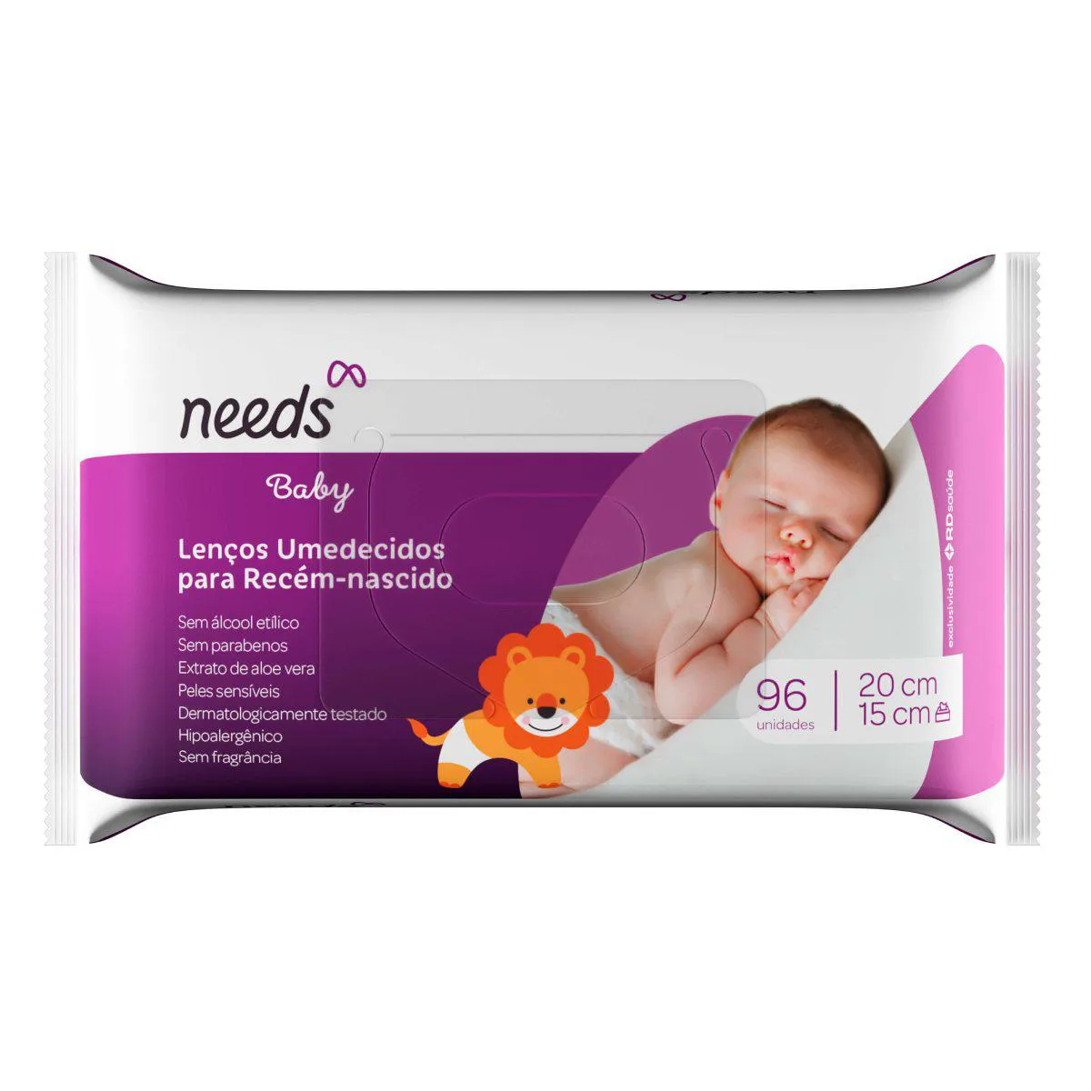 Lenço Umedecido Needs Baby Recém-Nascido Peles Delicadas 96 unidades 