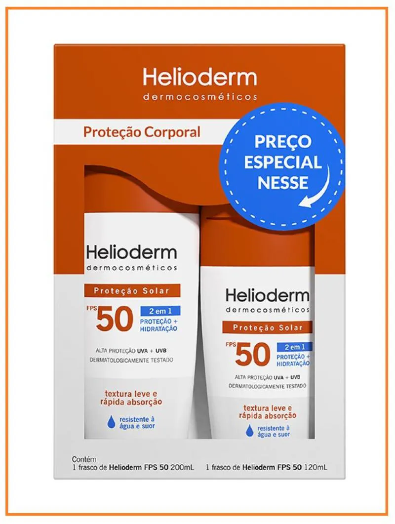 KIT HELIODERM FAMíLIA PROTETOR SOLAR CORPORAL FPS50 COM 200ML   120ML