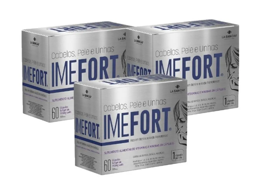 KIT 3X IMEFORT CABELOS E UNHAS 60 CáPSULAS - LA SAN DAY