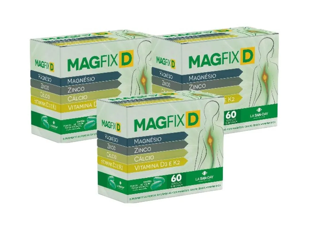 KIT 3X SUPLEMENTO MAGFIX D COM 60 CáPSULAS - LA SAN DAY