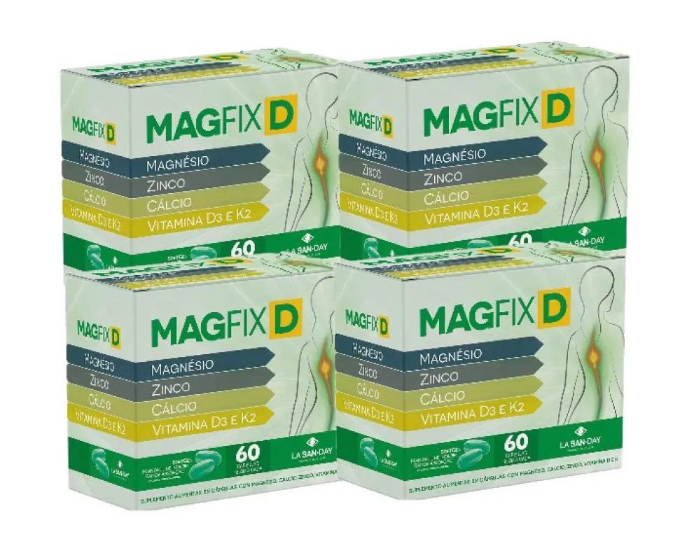 KIT 4X SUPLEMENTO MAGFIX D COM 60 CáPSULAS - LA SAN DAY