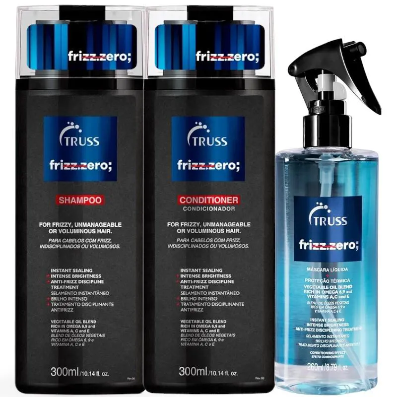 TRUSS - FRIZZ ZERO - KIT SHAMPOO 300ML E CONDICIONADOR 300ML E LEAVE-IN 260ML