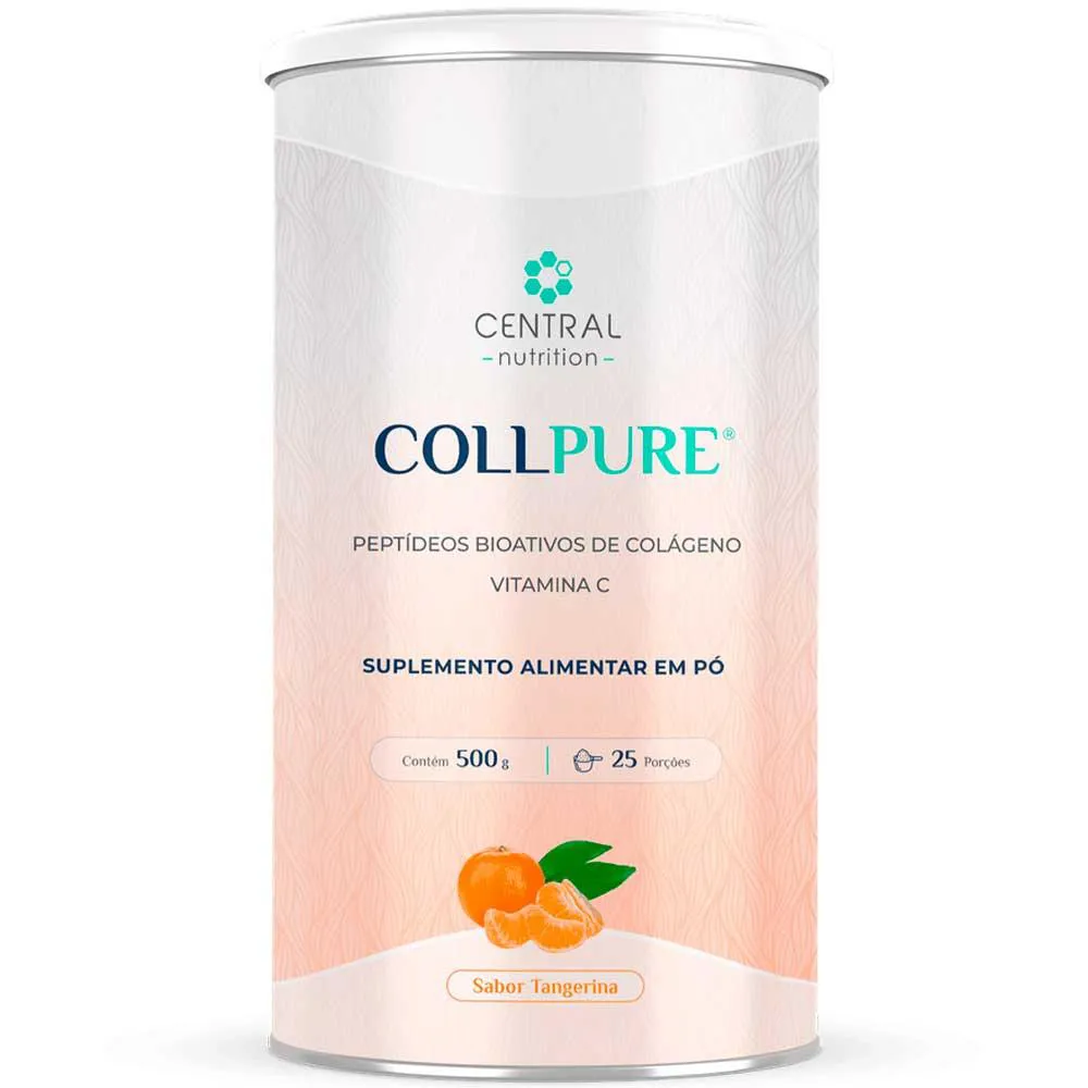 COLLPURE COLáGENO + VITAMINA C - TANGERINA - 500G - CENTRAL NUTRITION