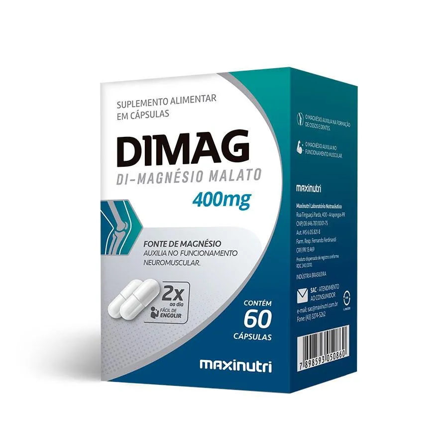 DIMAG DI-MAGNéSIO MALATO 400MG (60 CAPS) - PADRãO: ÚNICO