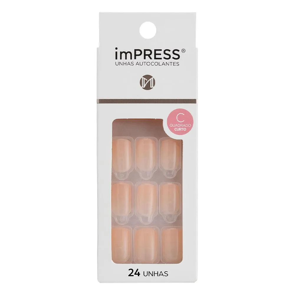 UNHA POSTIçA AUTOCOLANTE IMPRESS NUDE FREE PASS CORAL - KISS NEW YORK