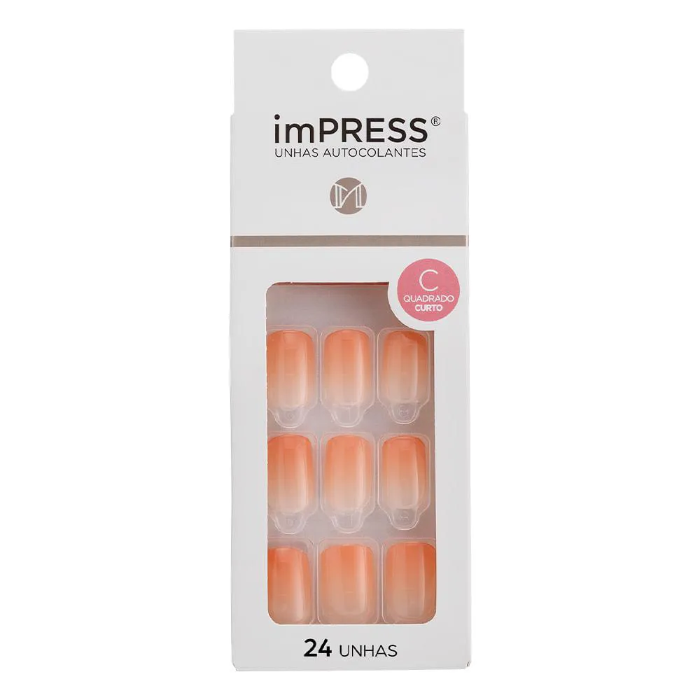 UNHA POSTIçA AUTOCOLANTE IMPRESS NUDE PEACH PERFECT - KISS NEW YORK