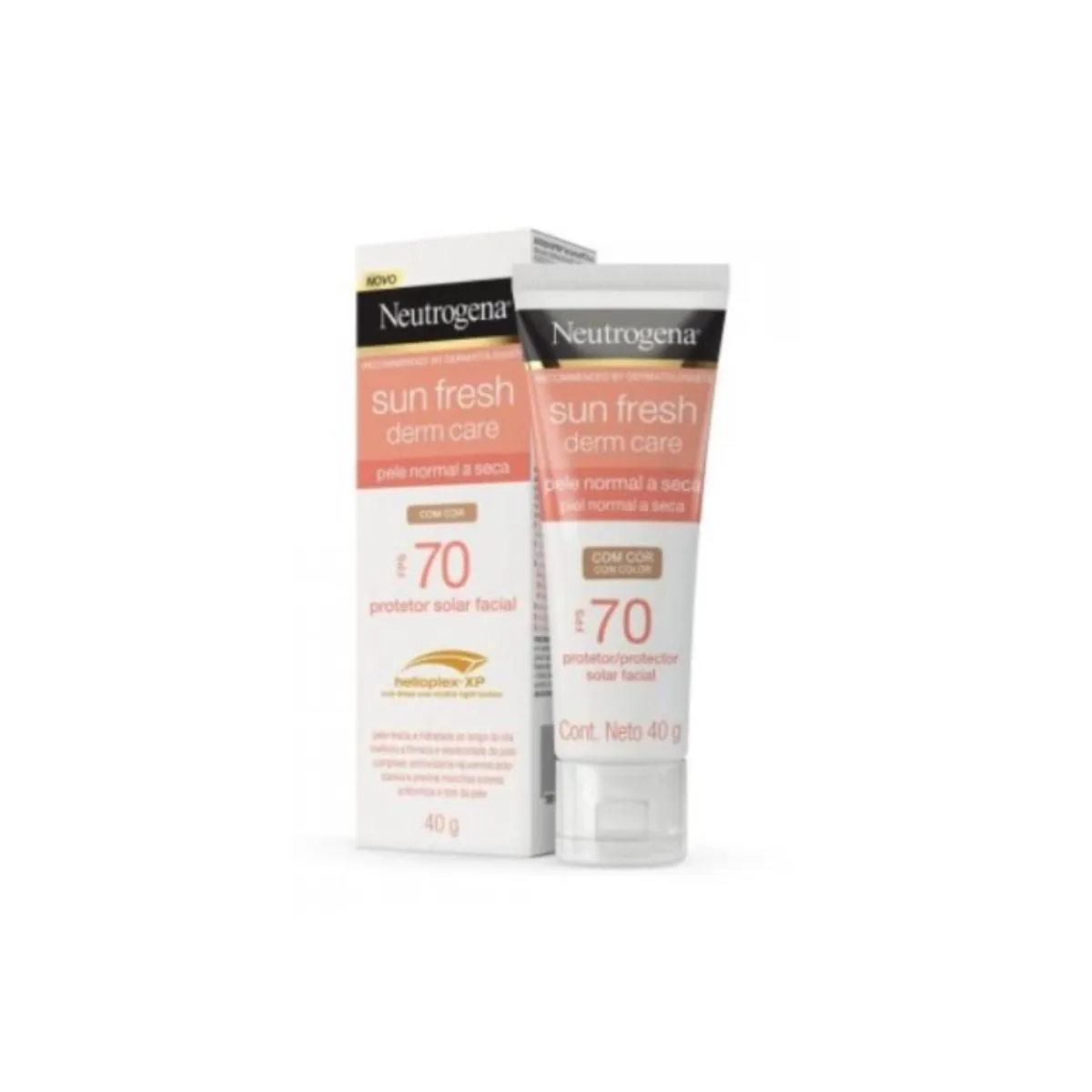 NEUTROGENA SUN FRESH DERM CARE PROTETOR SOLAR FACIAL COM COR FPS70 40G