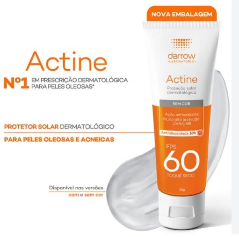 ACTINE PROTETOR SOLAR FPS 60 DARROW SEM COR - 40G