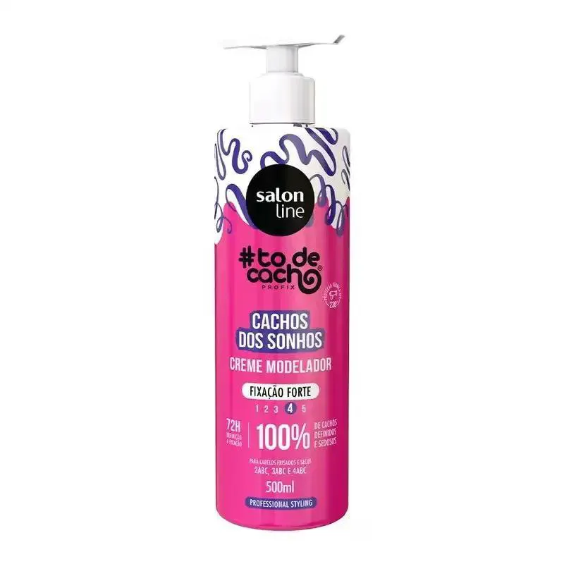 CREME MODELADOR CACHOS DOS SONHOS FIXAçãO FORTE SALON LINE 500ML