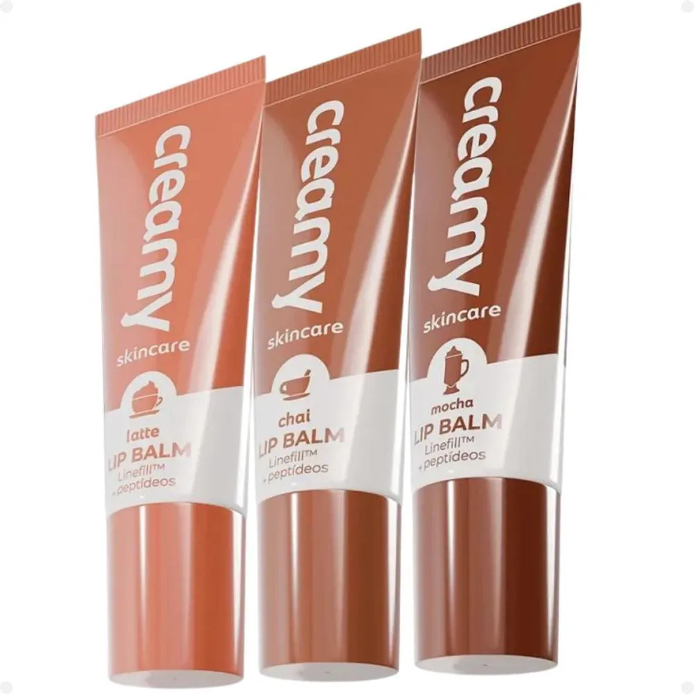 KIT CREAMY THE COFFE: 3 LIP BALM LATTE, CHAI E MOCHA 10G