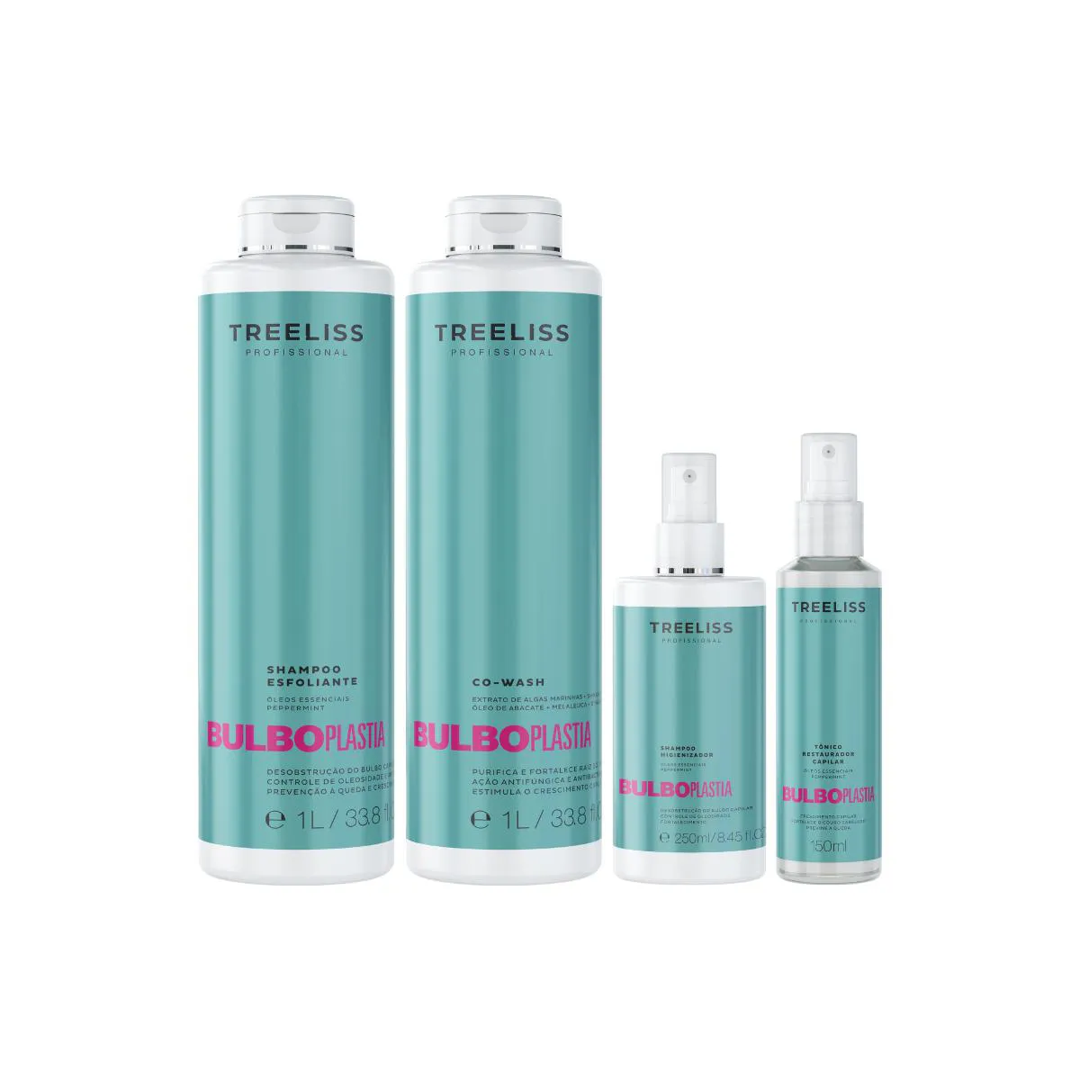 KIT CRESCIMENTO CAPILAR BULBOPLASTIA TREELISS 4 PASSOS