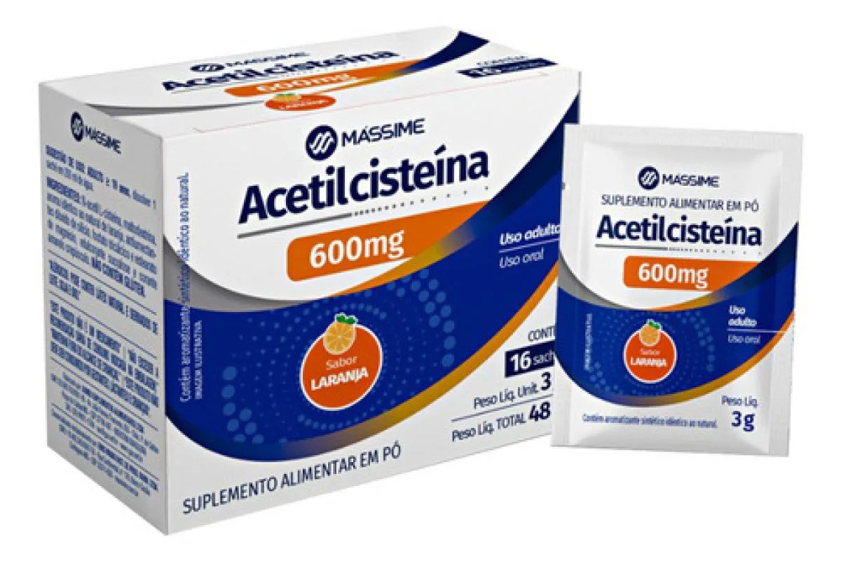 ACETILCISTEiNA 600MG - 16 SACHeS - MaSSIME SABOR LARANJA 1138259 | Drogasil