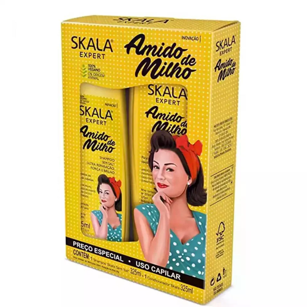 SHAMPOO+CONDICIONADOR AMIDO DE MILHO 650ML SKALA