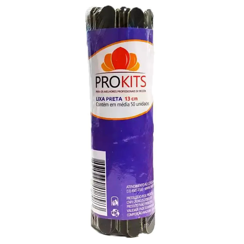 LIXA PRETA  PROKITS 13 CM COM 50 UNIDADES