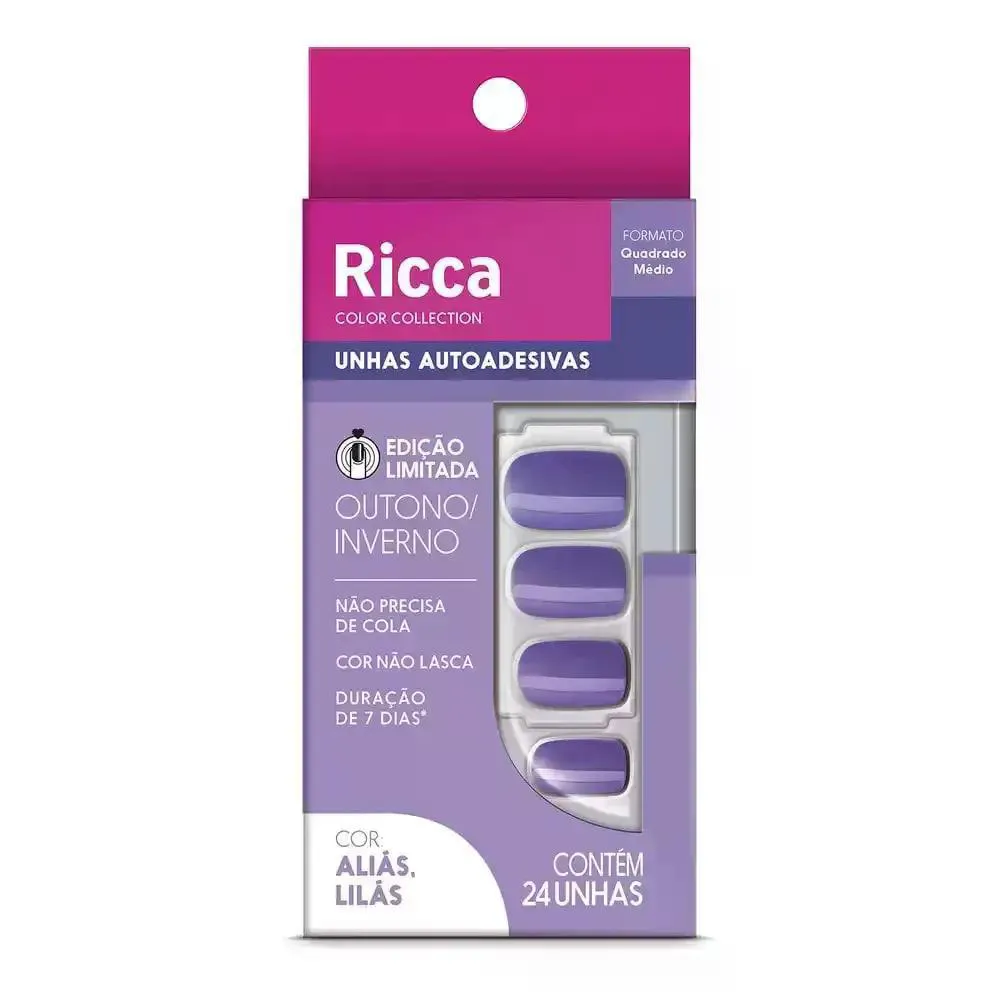 UNHA POSTIçA RICCA AUTOADESIVA ALIAS LILáS
