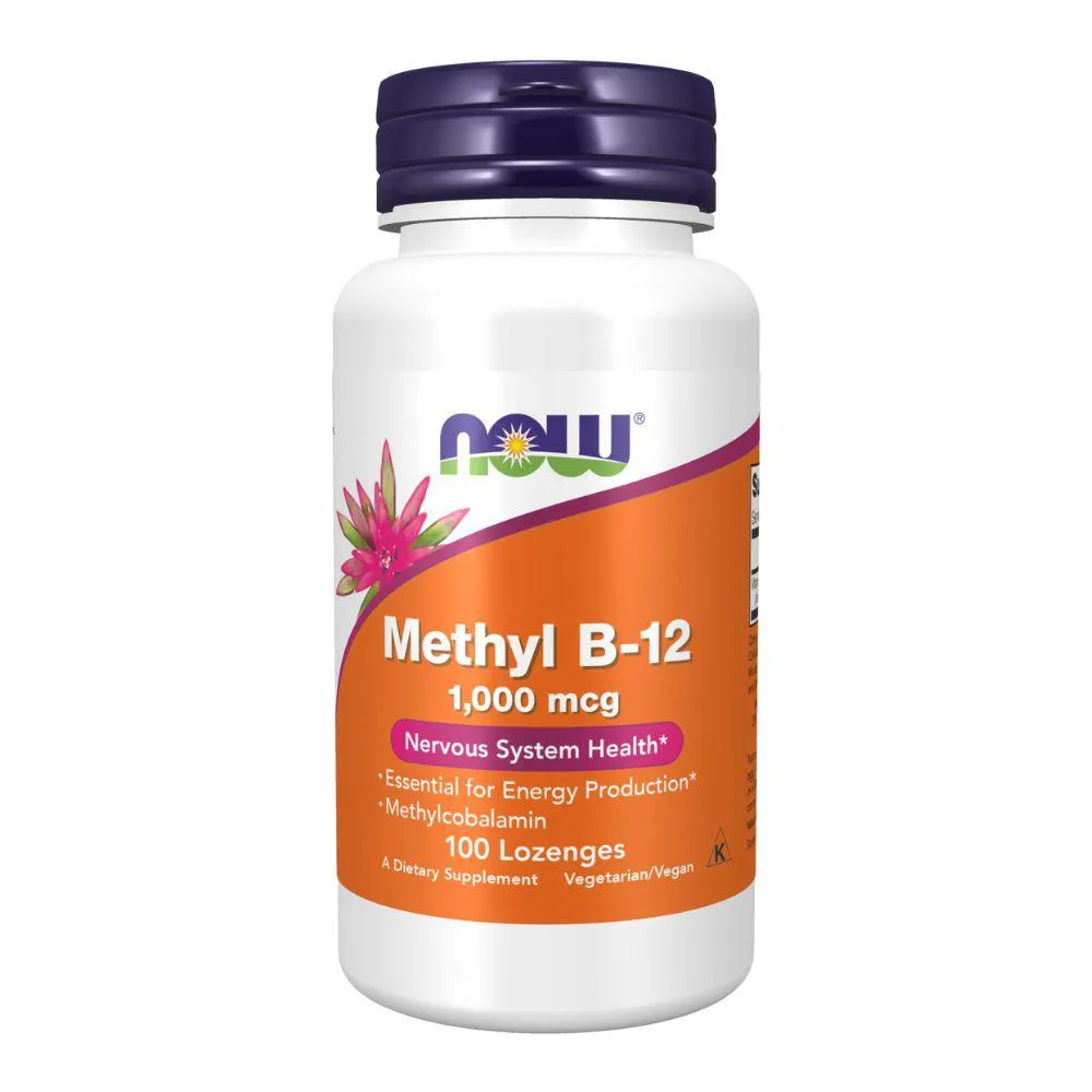 NOW FOODS, METIL VITAMINA B12 1000MCG 100 PASTILHAS SEM Sabor